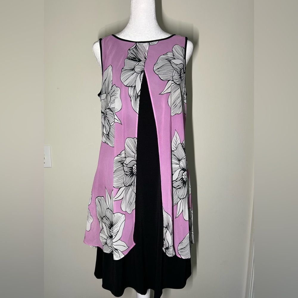 Women’s Pink floral overlay Sleeveless Dress size 8 pullover